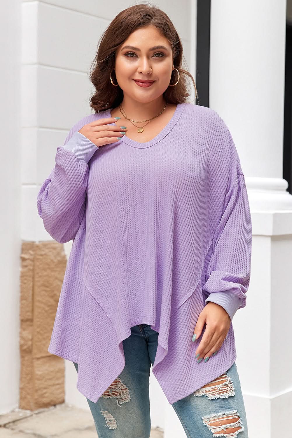 Flattering orchid petal plus size top - Love Salve